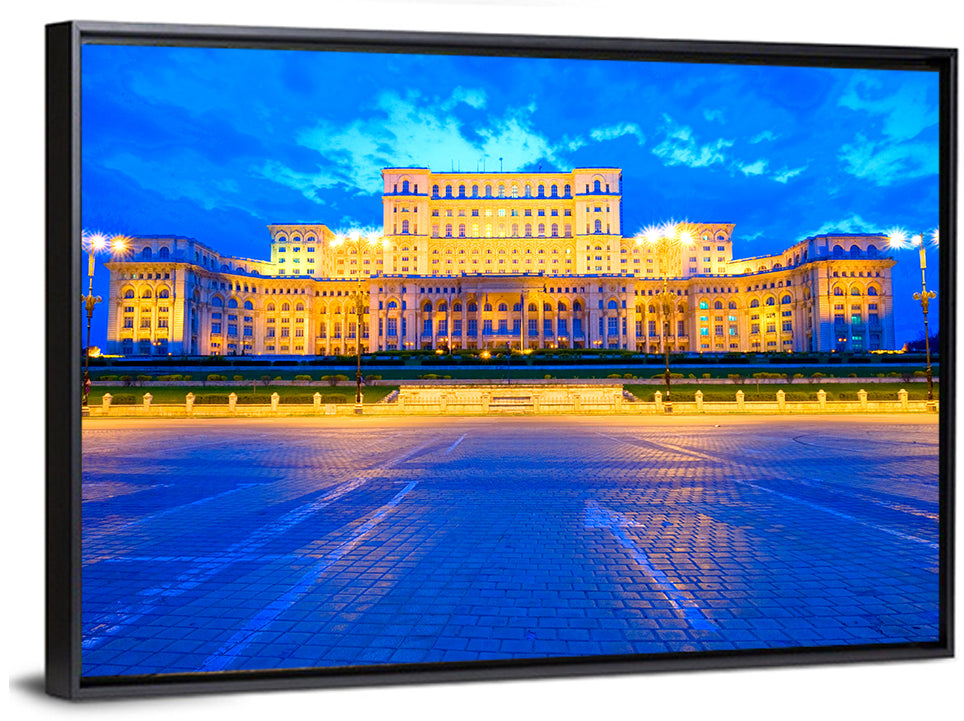 Palace of the Parliament at Twilight Wall Art