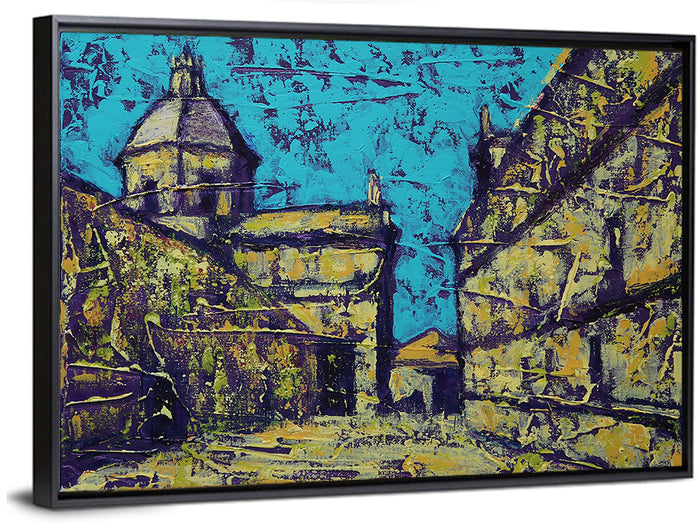 Las Agustinas Alleyway Abstraction Wall Art as a framed canvas