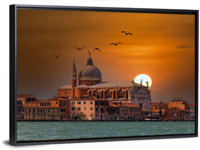 San Giorgio Maggiore at Sunset Wall Art as a framed canvas