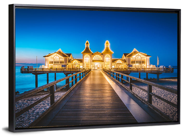 Sellin Pier at Twilight Wall Art as a framed canvas