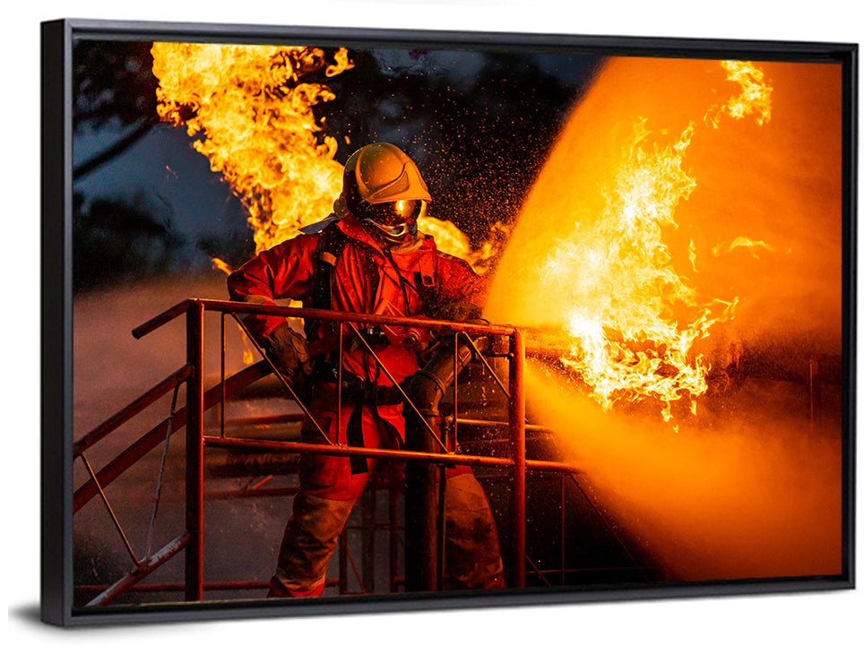Firefighter Hose and Flame Wall Art
