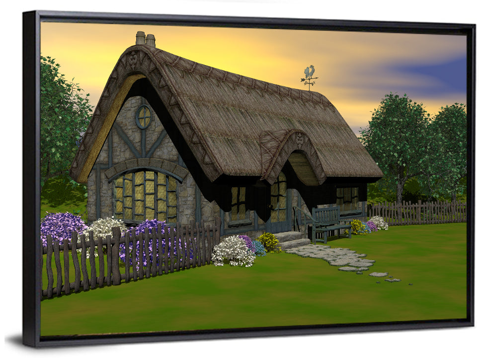 Country Cottage with Thatched Roof Wall Art