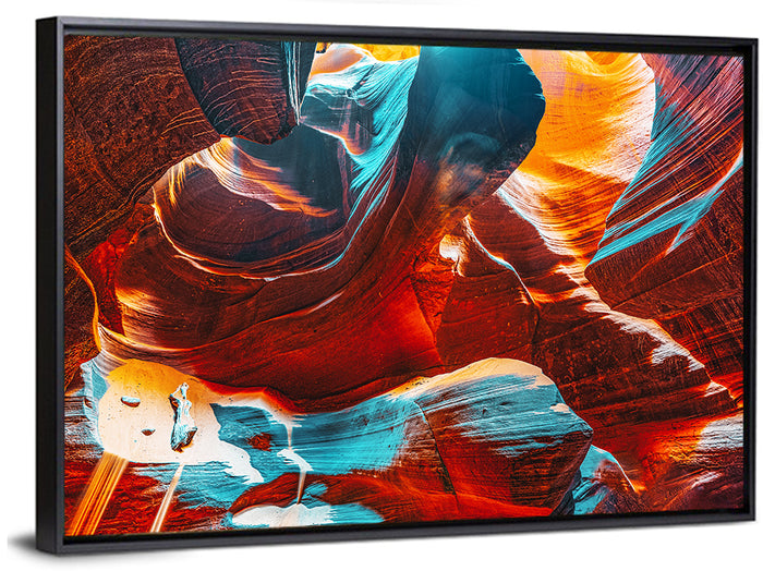 Antelope Canyon Crevice Light Wall Art as a framed canvas