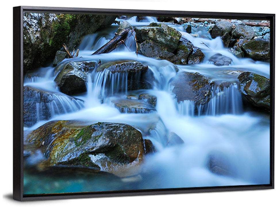Mossy Rock Stream with Silky Waterfall Wall Art