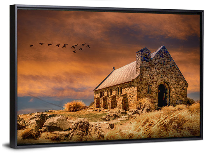 Church of the Good Shepherd, Lake Tekapo Wall Art as a framed canvas