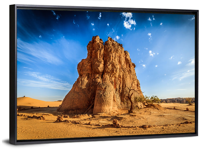 Algerian Desert Rock Carvings Wall Art as a framed canvas
