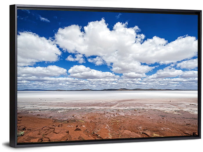 Lake Eyre Salt Flats Wall Art as a framed canvas