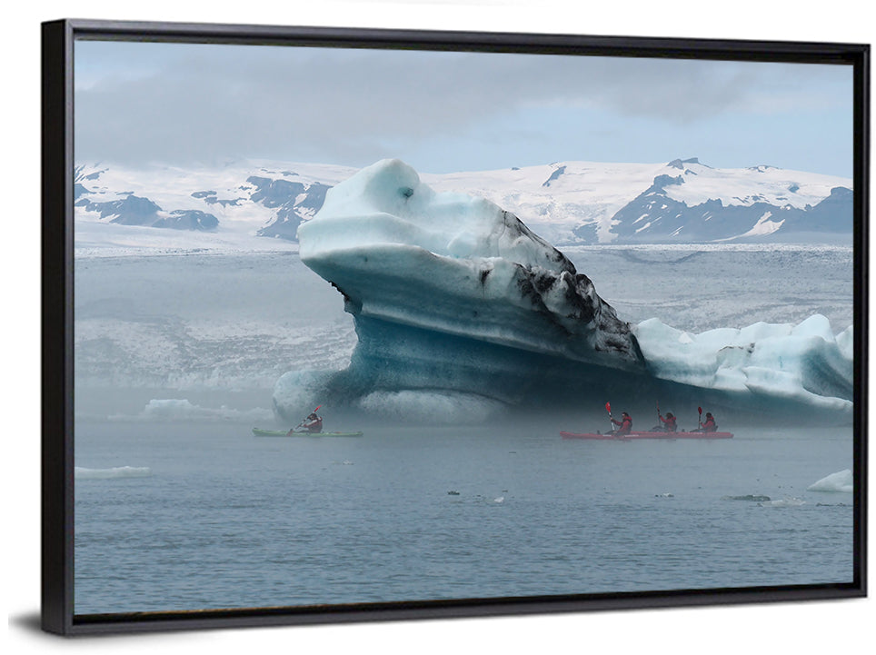 Jökulsárlón Iceberg with Kayakers Wall Art
