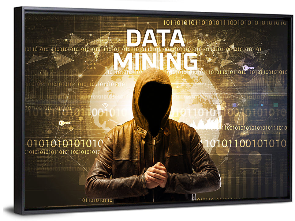 Hooded Hacker Data Mining Concept Wall Art