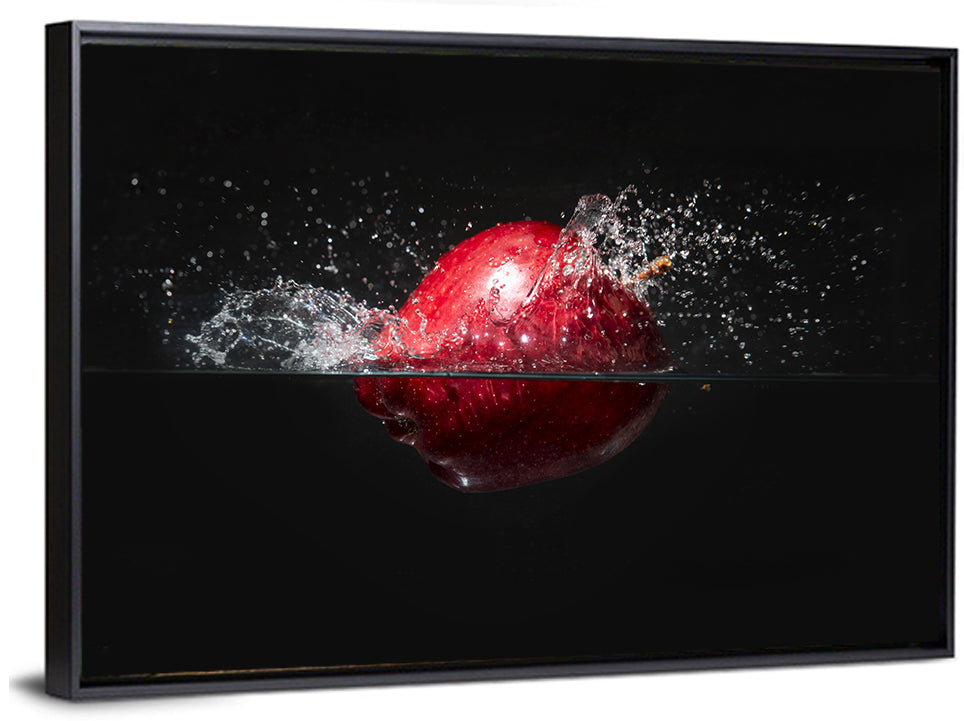 Red Apple Water Splash Wall Art