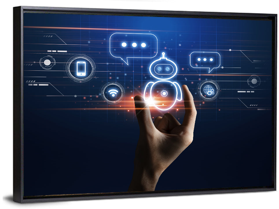 Hand Holding Robotic Assistant Icon Wall Art