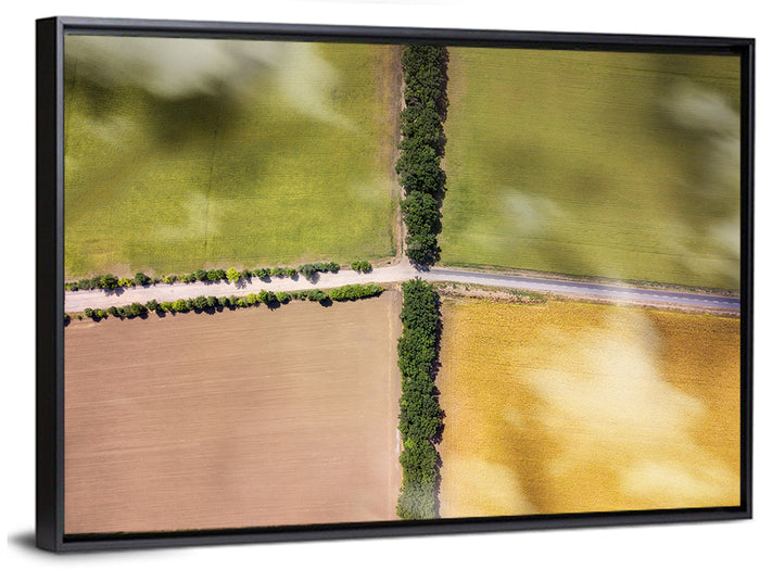 Aerial Farmland Quadrants Wall Art as a framed canvas