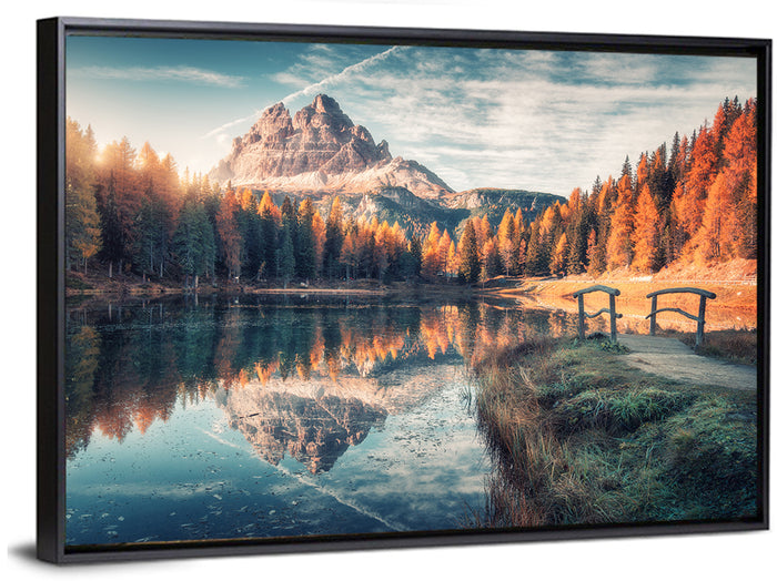 Lago Di Antorno Reflection Wall Art as a framed canvas