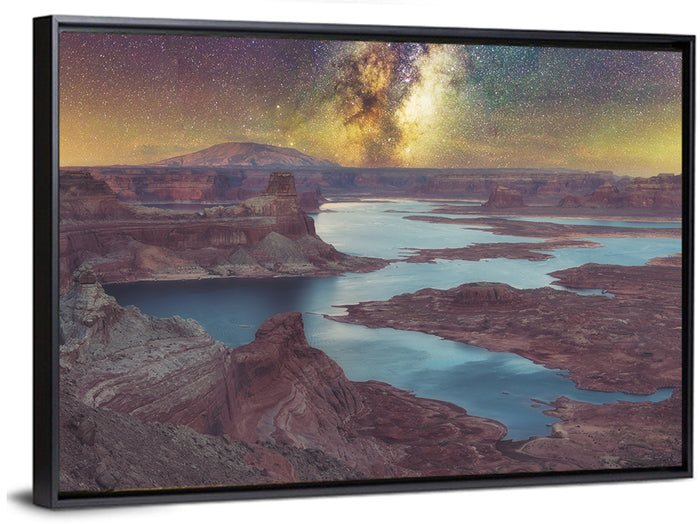 Milky Way Over Lake Powell Wall Art as a framed canvas
