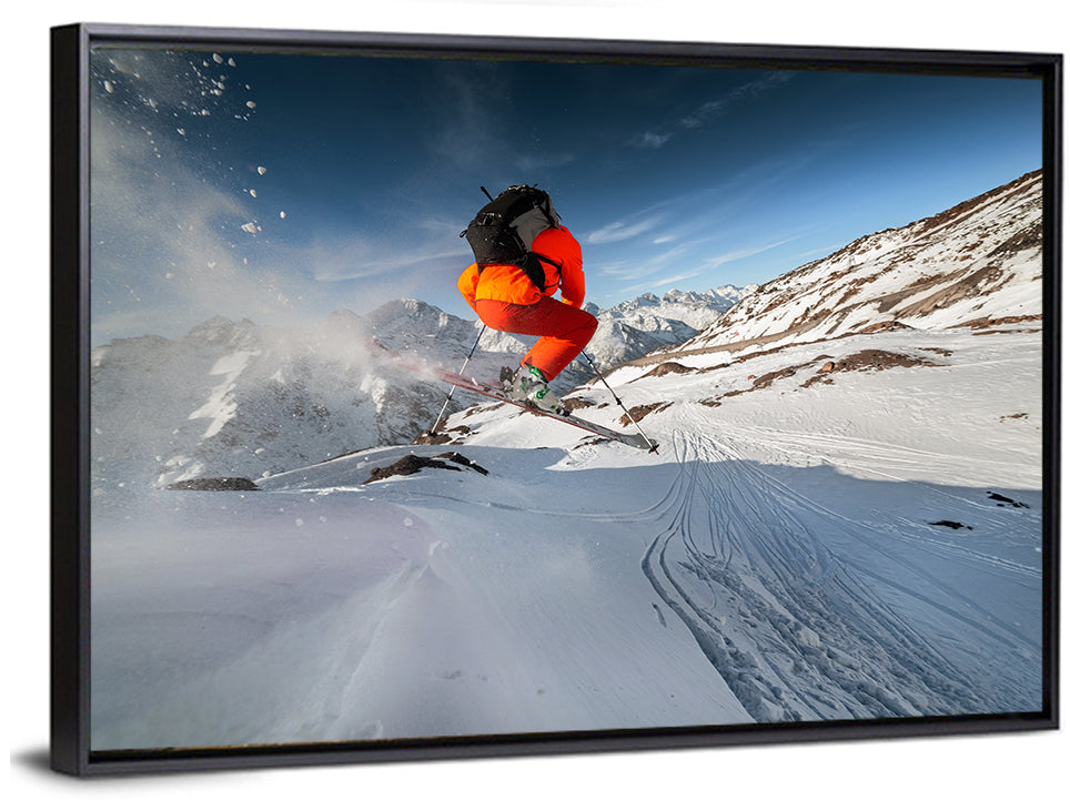 Skier Mid-air Jump Wall Art