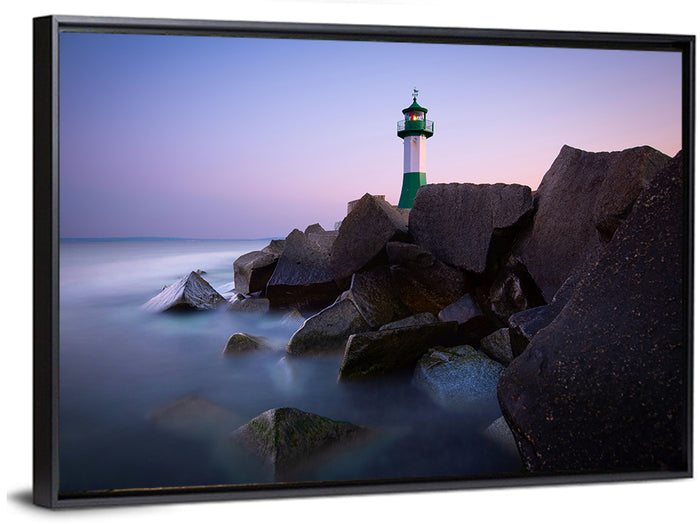 Sassnitz Lighthouse Wall Art as a framed canvas