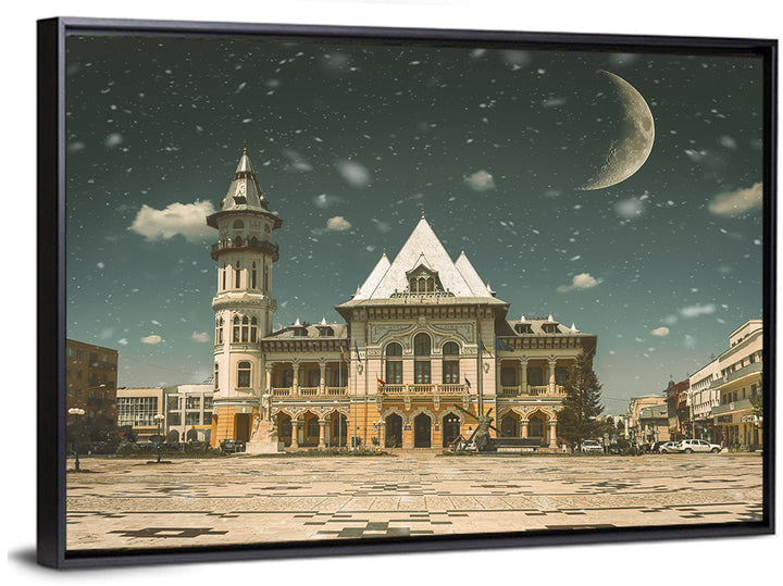 Buzău City Hall Nightscape Wall Art