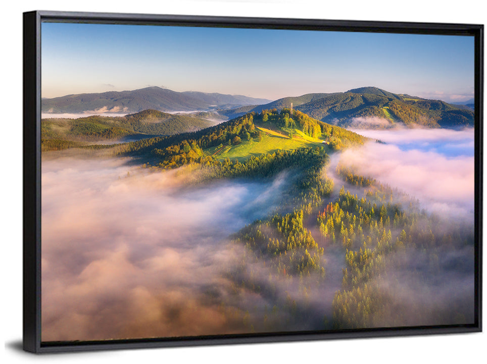 Foggy Mountain Sunrise Wall Art