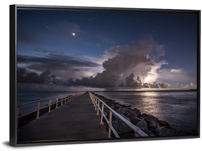 Fluffy Clouds Above Pier Wall Art