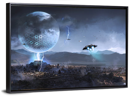 Alien Planet Spacecraft Wall Art