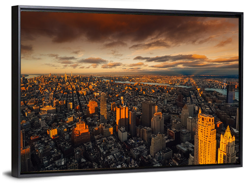 South Manhattan Sunset Skyline Wall Art