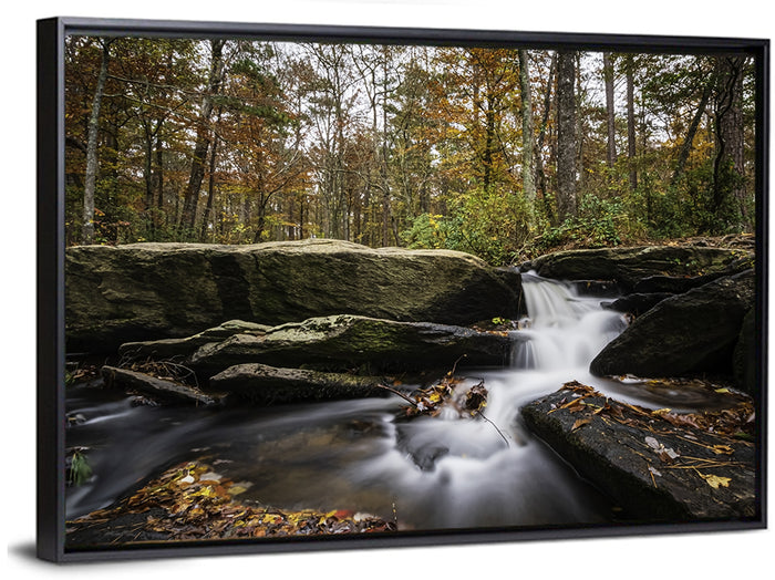 Cheaha Falls Autumn Waterfall Wall Art as a framed print