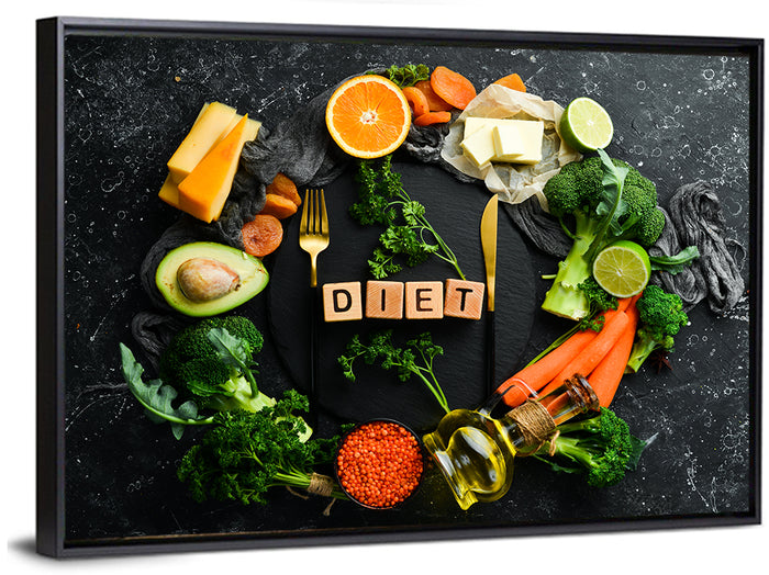 Balanced Diet Concept Wall Art as a framed canvas