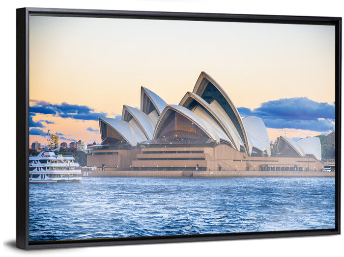 Sydney Opera House at Dusk Wall Art as a framed canvas