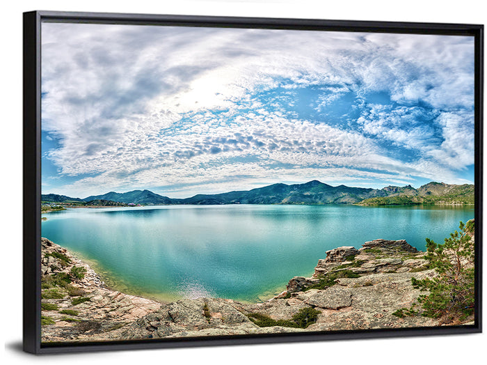 Lake Kivu Shoreline Wall Art as a framed canvas