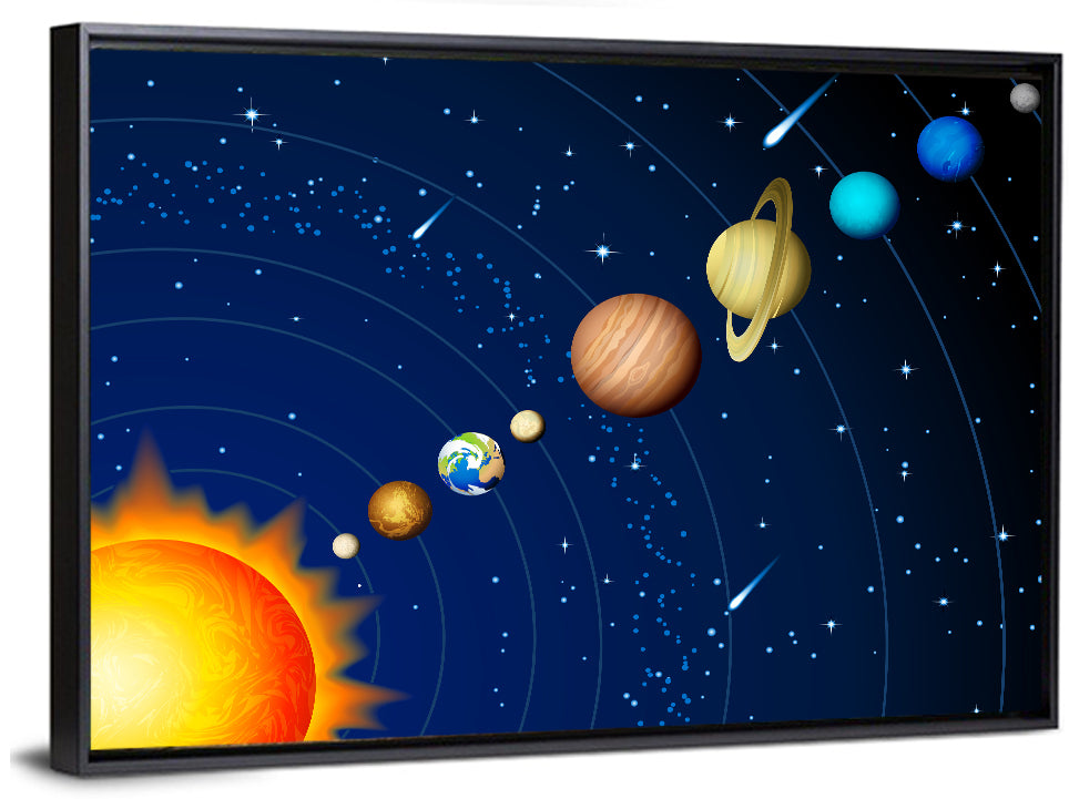 Diagonal Solar System Illustration Wall Art
