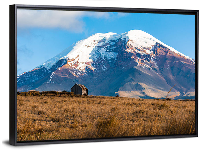Chimborazo Rustic Mountain Landscape Wall Art as a framed canvas