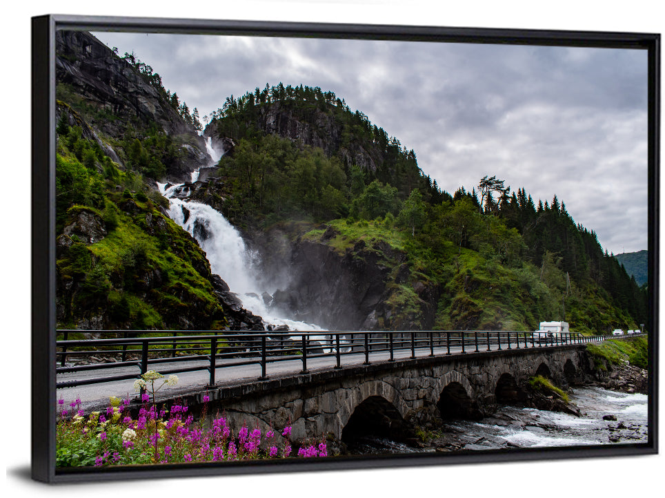 Låtefossen Stone Bridge and Waterfall Wall Art