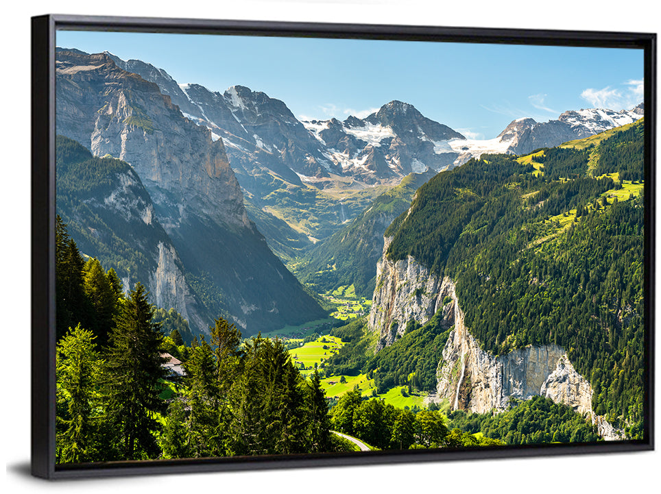Lauterbrunnen Valley Waterfall View Wall Art