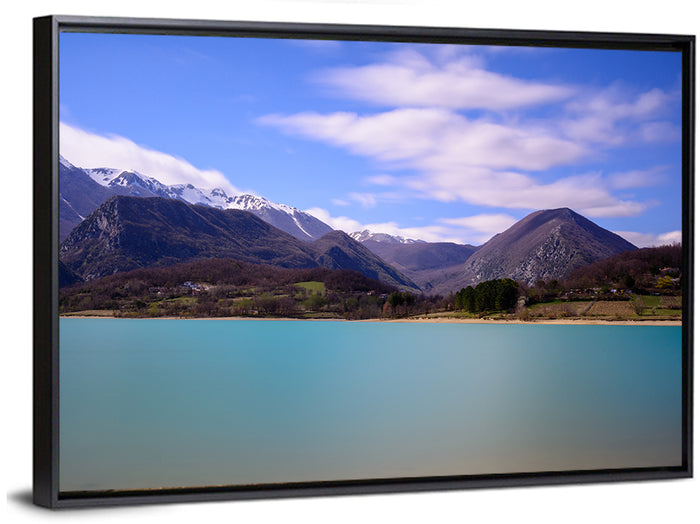 Castel San Vincenzo Lake Wall Art as a framed canvas