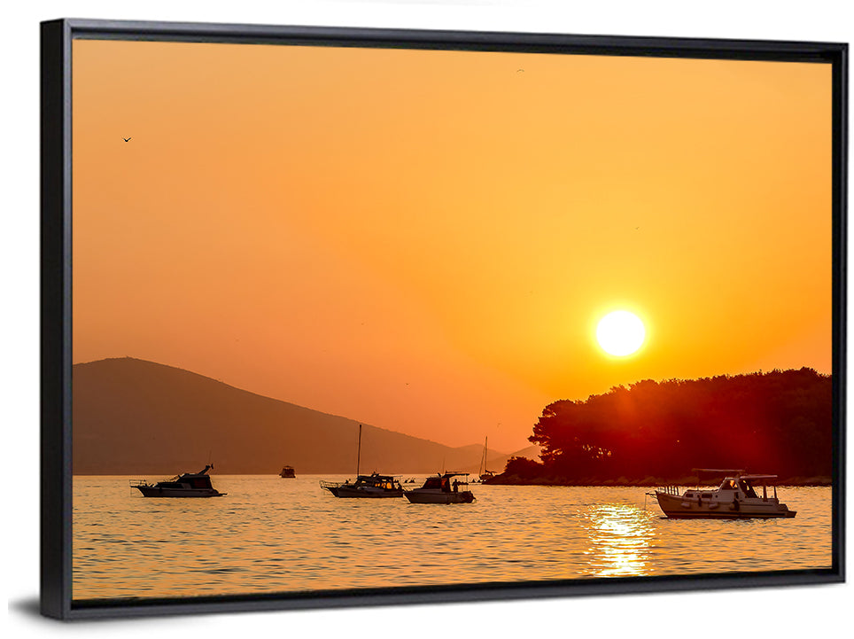 Golden Harbor Sunset Wall Art