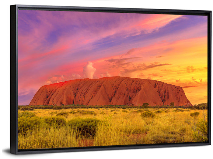 Uluru Golden Hour Sunset Wall Art as a framed canvas