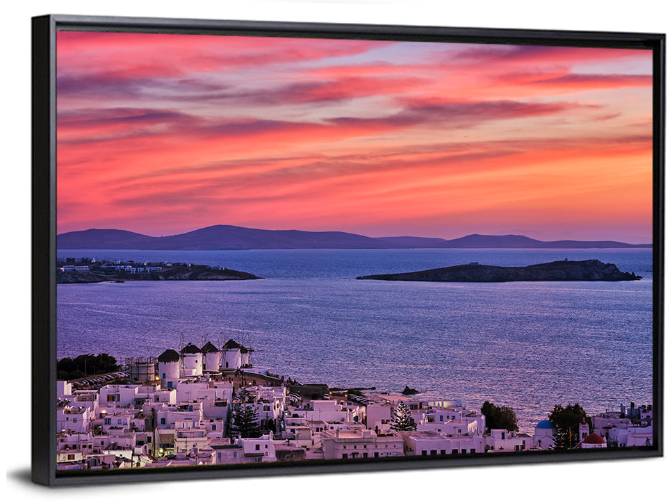 Mykonos Windmills at Sunset Wall Art