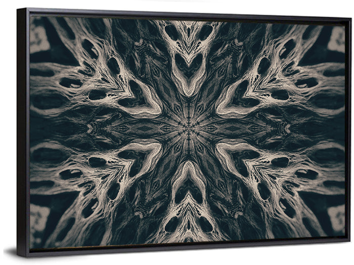 Black Gothic Demon Mandala Wall Art as a framed canvas