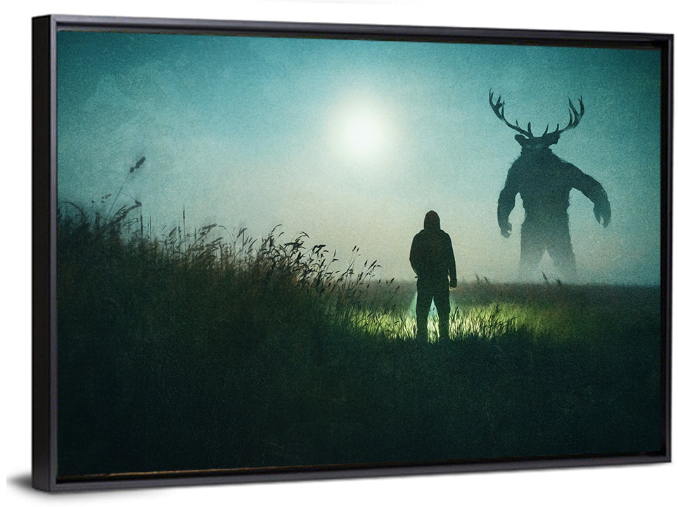Antlered Shadow in Mist Wall Art