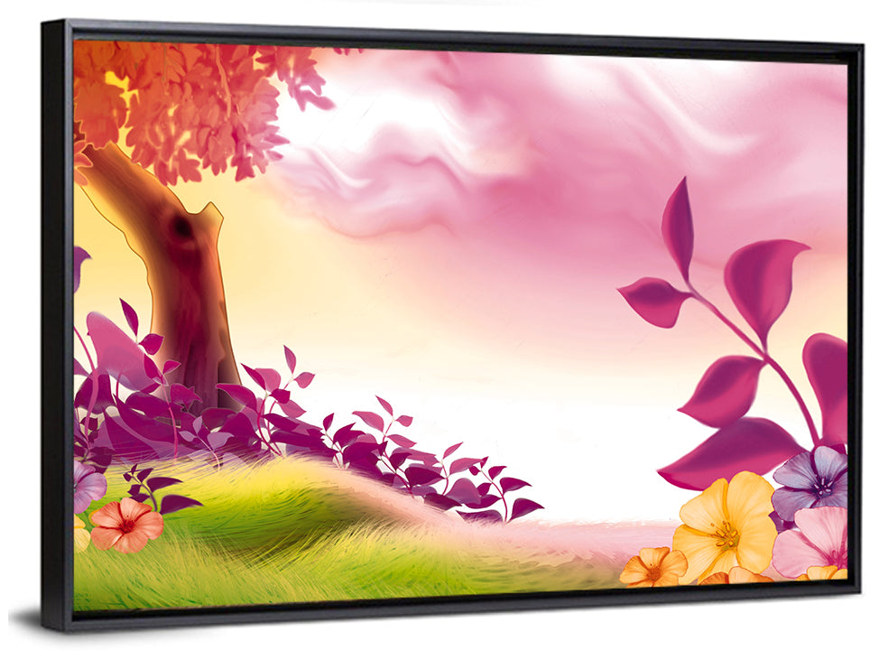 Dreamy Summer Meadow Illustration Wall Art
