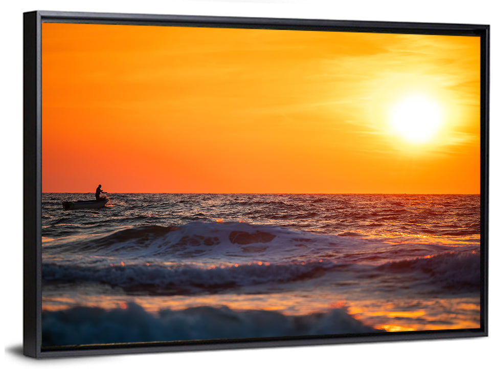 Sunset Fisherman Wall Art