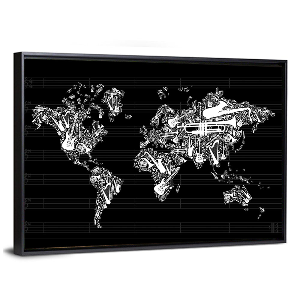 Musical World Map Wall Art