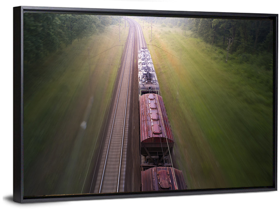 Freight Train Through Forest Wall Art