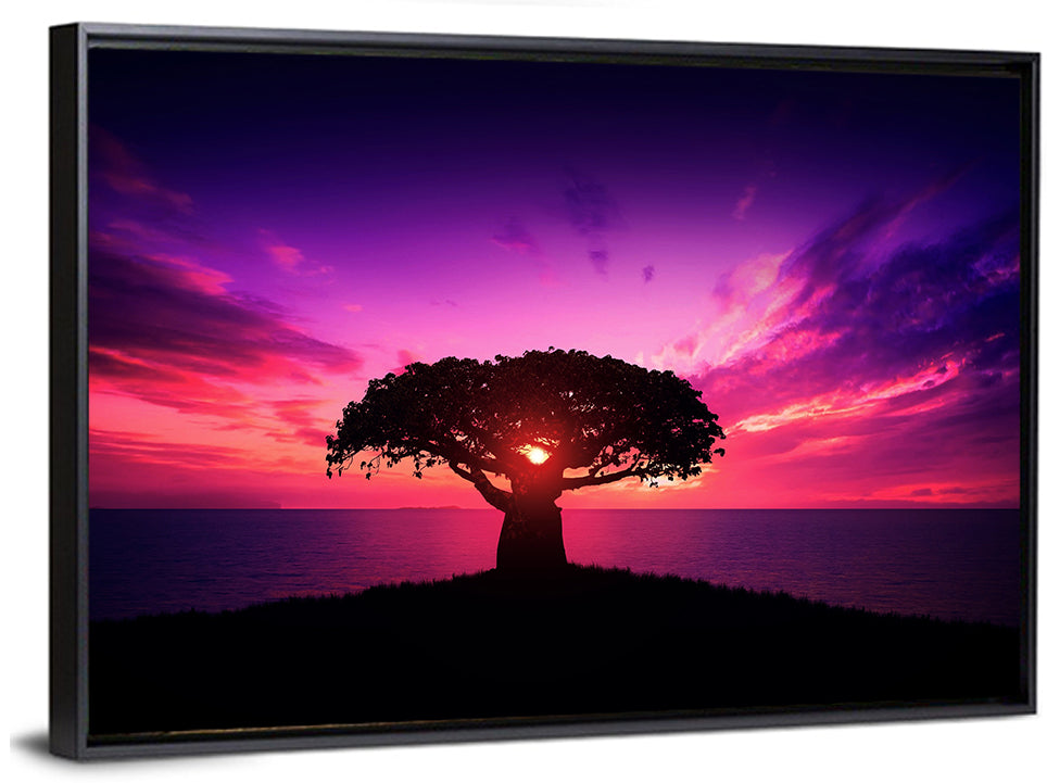 Baobab Sunset Silhouette Wall Art