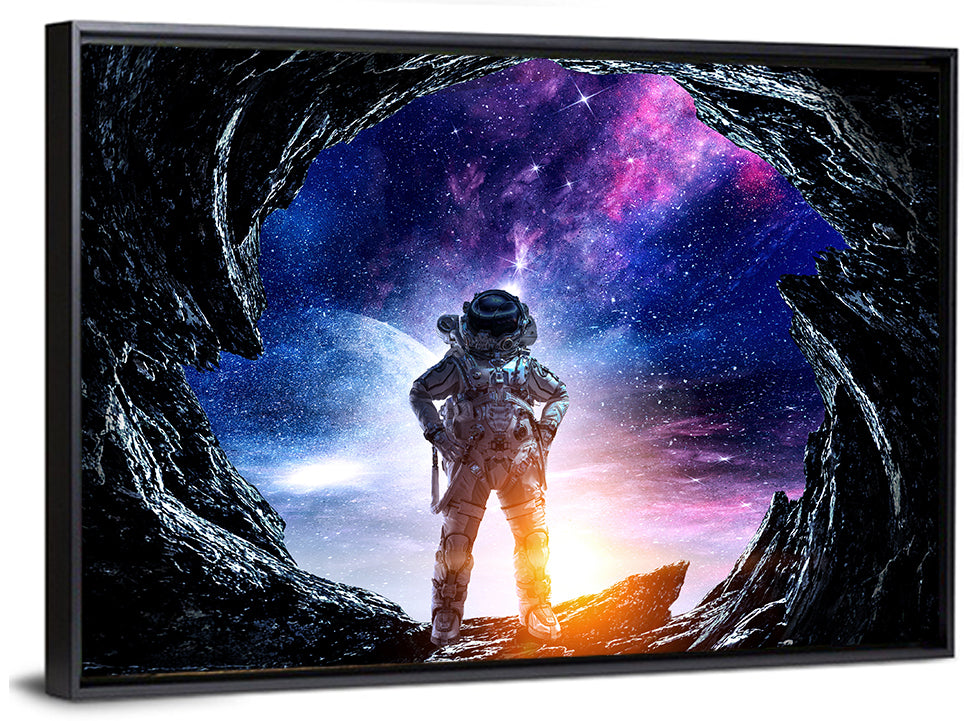 Astronaut at Alien Planet Cave Wall Art