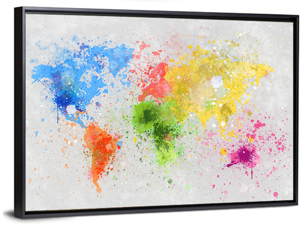 Vibrant Watercolor World Map Wall Art