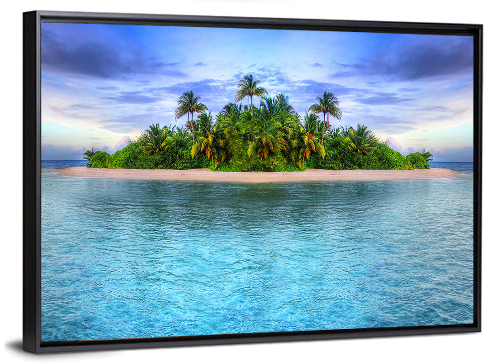 Mirrored Tropical Island Lagoon Wall Art