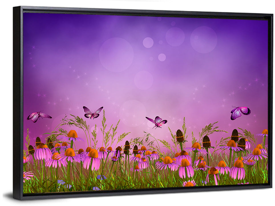 Purple Coneflower Butterfly Meadow Wall Art