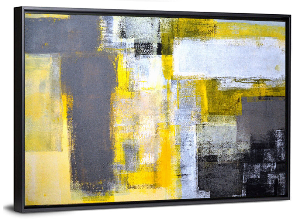 Yellow and Gray Color Block Abstract Wall Art