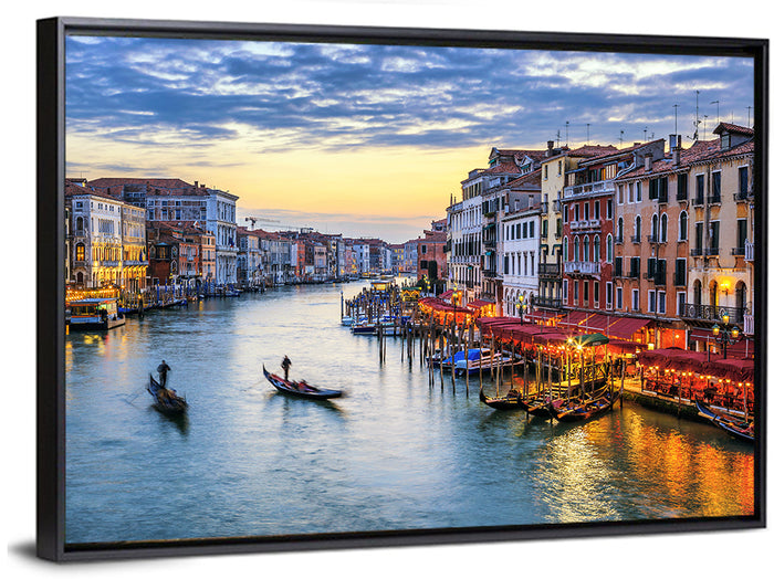 Venice Grand Canal at Twilight Wall Art as a framed canvas